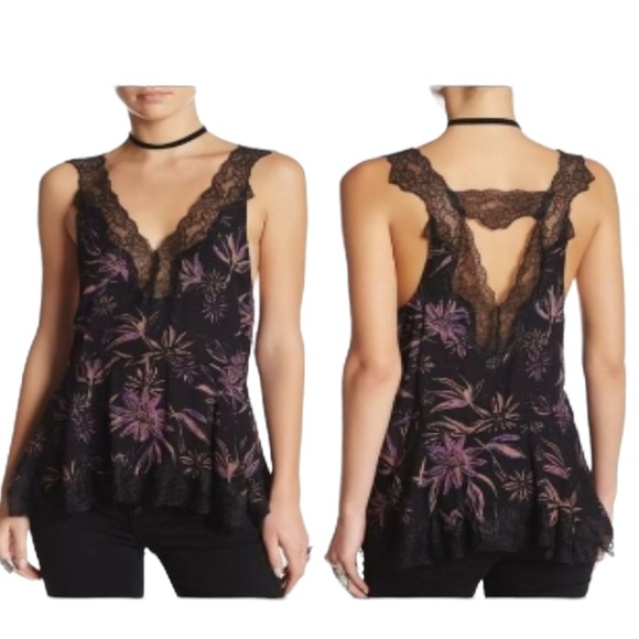 Free People Other - Free People XS Bellflower Black Cami Tank Top Intimately Viscose Rayon R